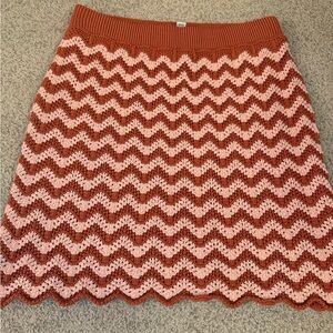 Ava & Viv Rust and Pink Chevron Knit A-Line Skirt